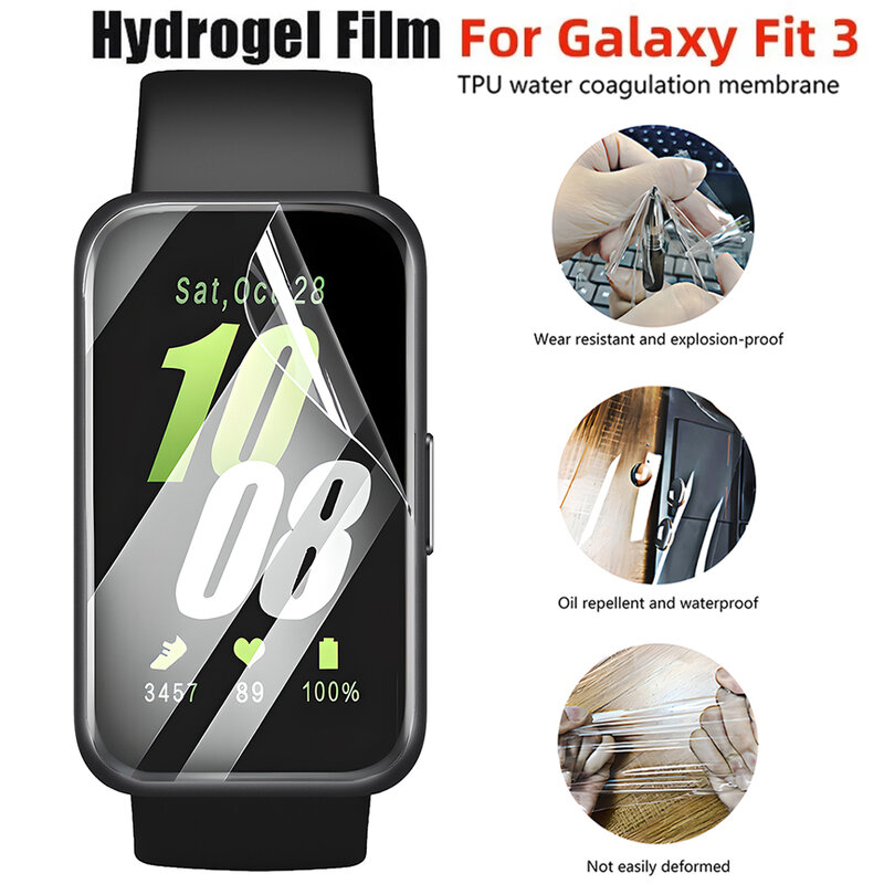 Filme macio de hidrogel para Samsung Galaxy Fit 3, Protetor de tela anti-smartwatch, película protetora, não vidro