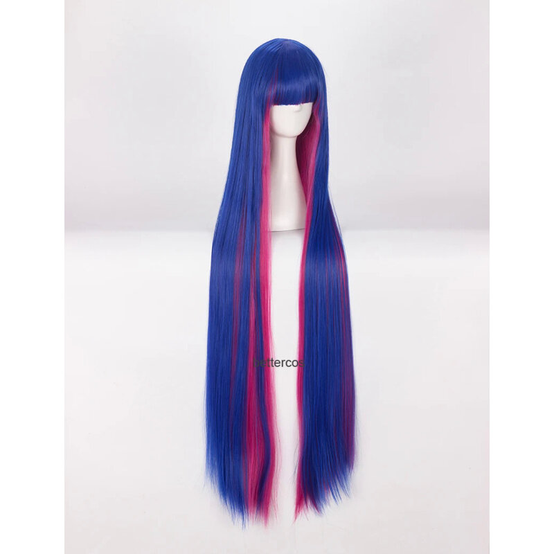 Panty & Stoing With Garterbelt Stoing Anarchy Cosplay Wig 100cm Long Mixed Blue Pink Heat Resistant Synthetic Wig   Wig Cap