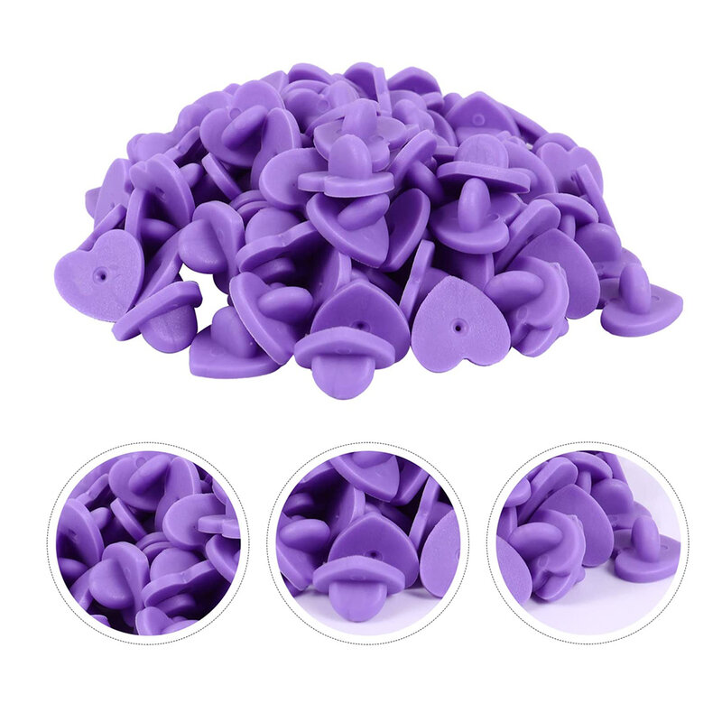 50pcs Rubber Pin Backs Heart Shape Butterfly Clutch Backings Brooch Cap Keepers for Tie Tack Lapel Pin Holder Badges Replacement