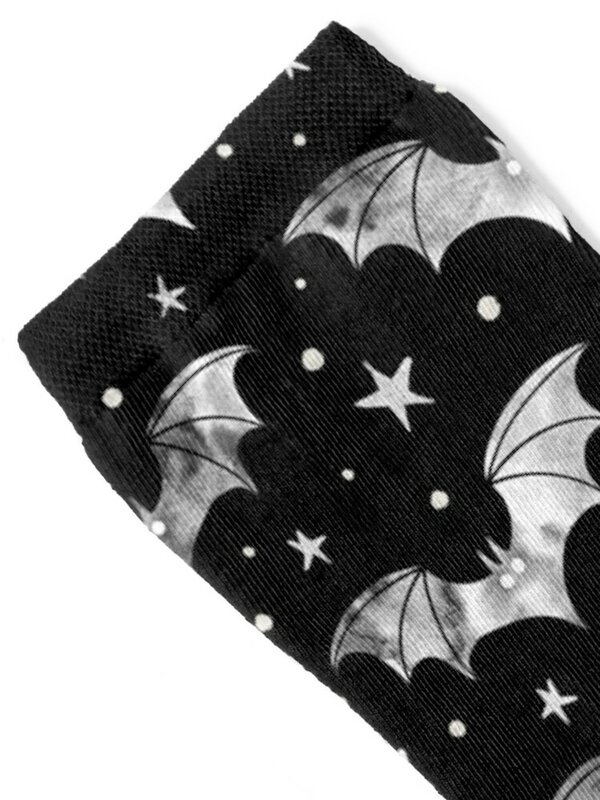 Watercolor Bats Grey on Black Socks colored kawaii Socks Girl Men's