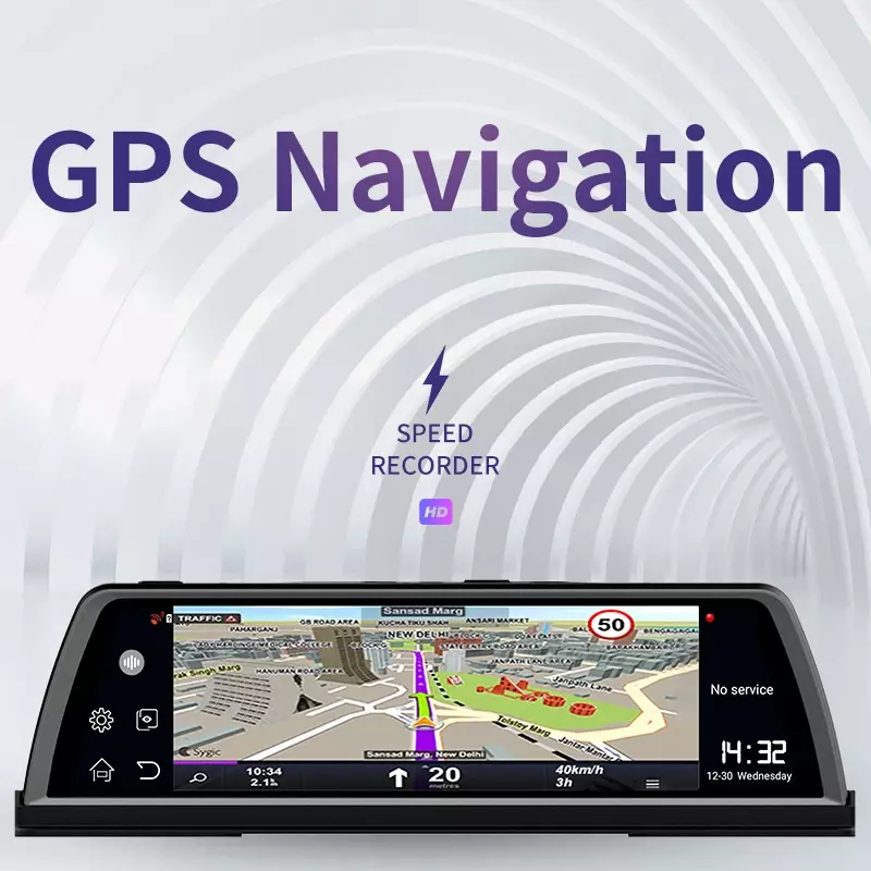 Bluavido 4G Android Video Recorder 10" IPS Car Dashboard Camera GPS Navigation 1080P Dual Lens DVR ADAS WiFi Remote Surveillance