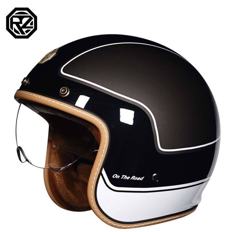 Open Face Half Moto Motorcycle Helmet vintage Motorbike Vespa capacete Chopper Bike BLACK