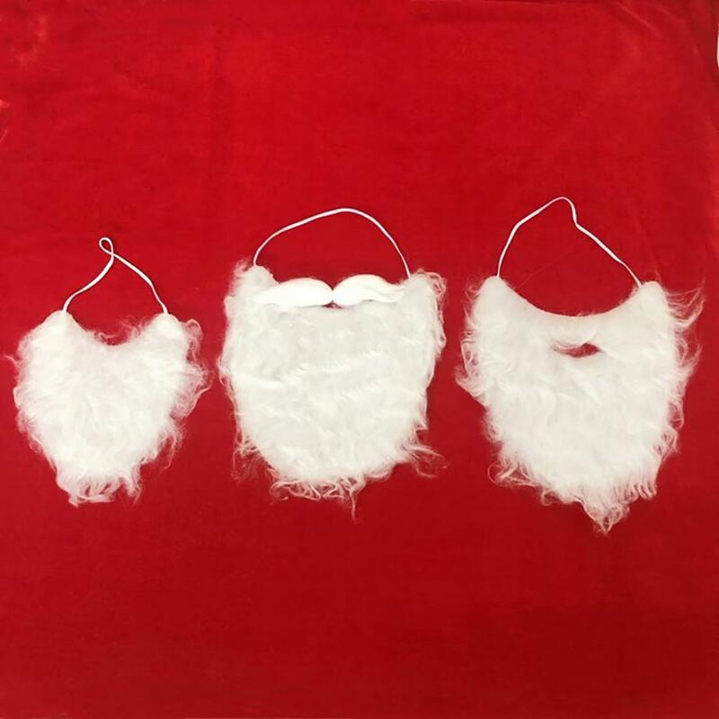 산타 클로스 수염 현실적인 코스튬 액세서리, 성인 및 어린이 크리스마스 공연, 산타 가짜 흰색 핸들 바, 파티용 콧수염