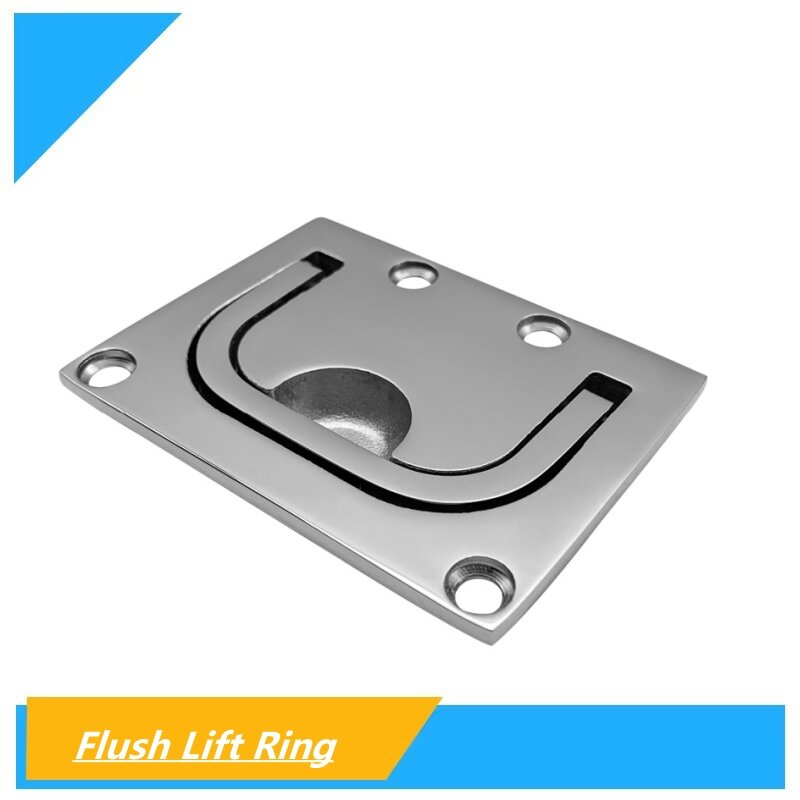 76*58 Boat Deck Hatches Handle Stainless Steel Boat Handle Pull Square Flush Lift Ring for Boat Marine Locker