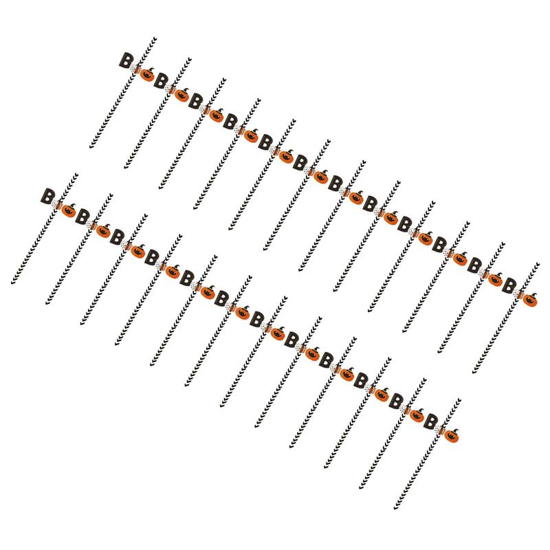 24x Halloween Paper Straws Funny Disposable Straws for Carnival Party