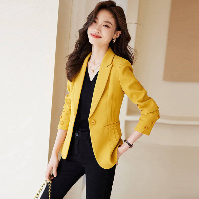 Chaqueta Formal de manga larga para mujer, abrigo informal de oficina, moda coreana, primavera y otoño, novedad de 2024