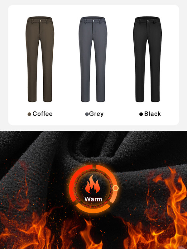 2023 New Men's Winter Casual Pants Outdoor Thick Warm Fleece Lined Windproof Waterproof Straight Golf Trousers Plus Size 8XL