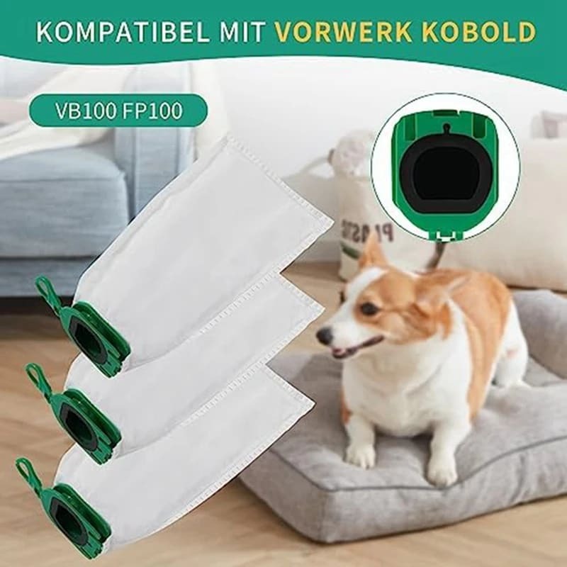 Dust Bags For Vorwerk Kobold VB100 FP 100 Filter Bags With 3 Motor Protection Filters Spare Parts Bags Vacuum Cleaner