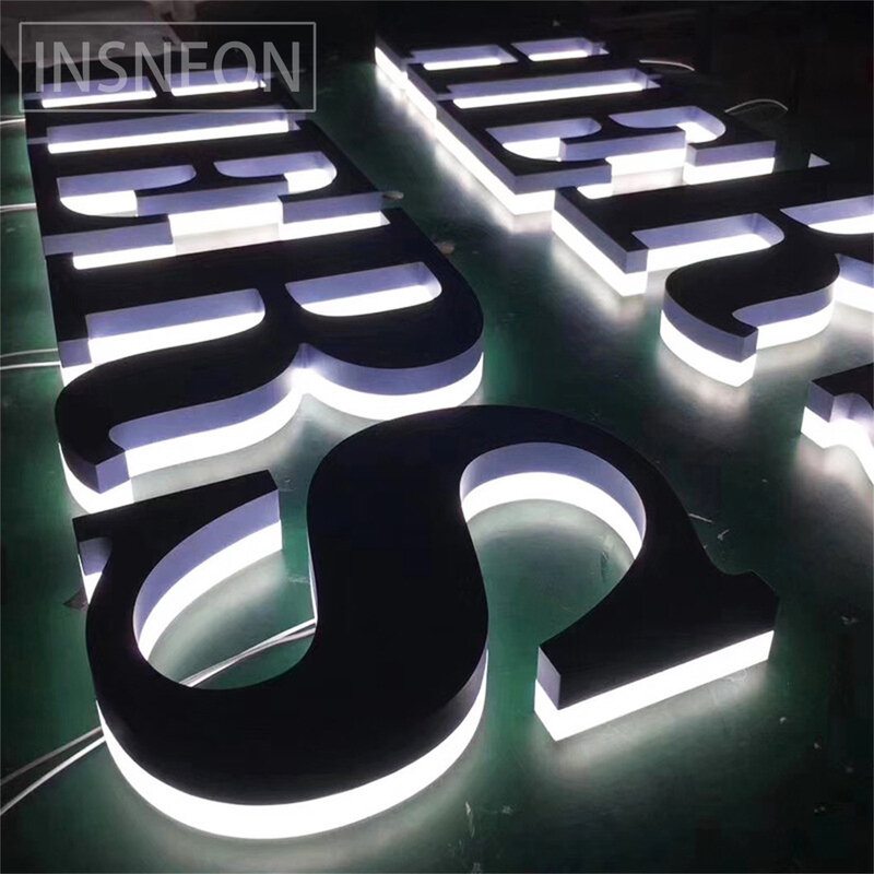 Tanda lampu 3D huruf akrilik LED papan nama perusahaan bisnis toko ritel huruf tanda Logo kustom luar ruangan
