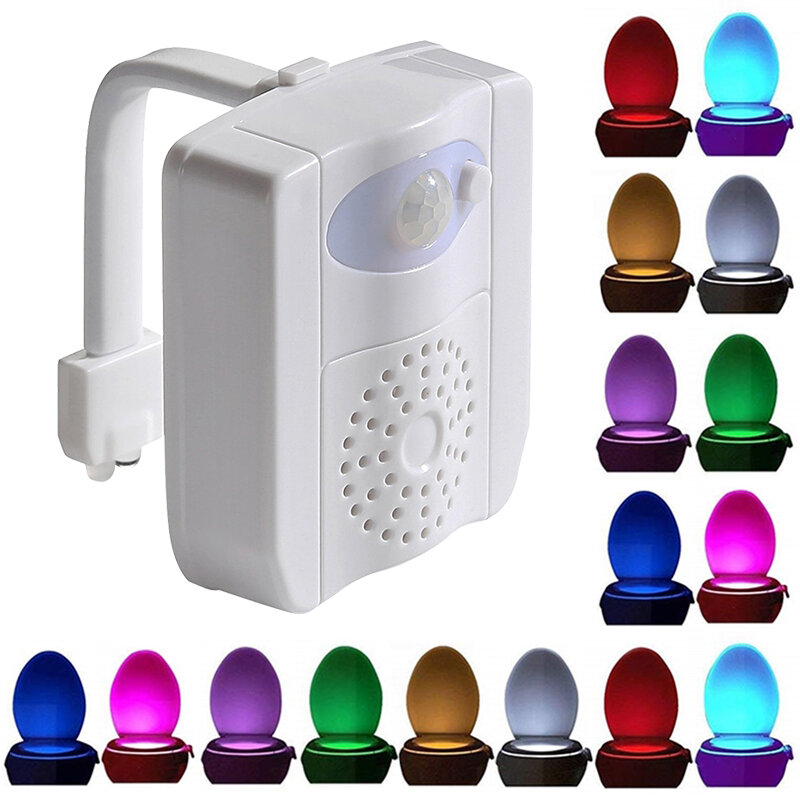 Luz À Prova D' Água, LED UV, Indução Humana, Smart Motion Sensor Toilet Seat Night Light, Banheiro, 8 Cores, 16 Cores