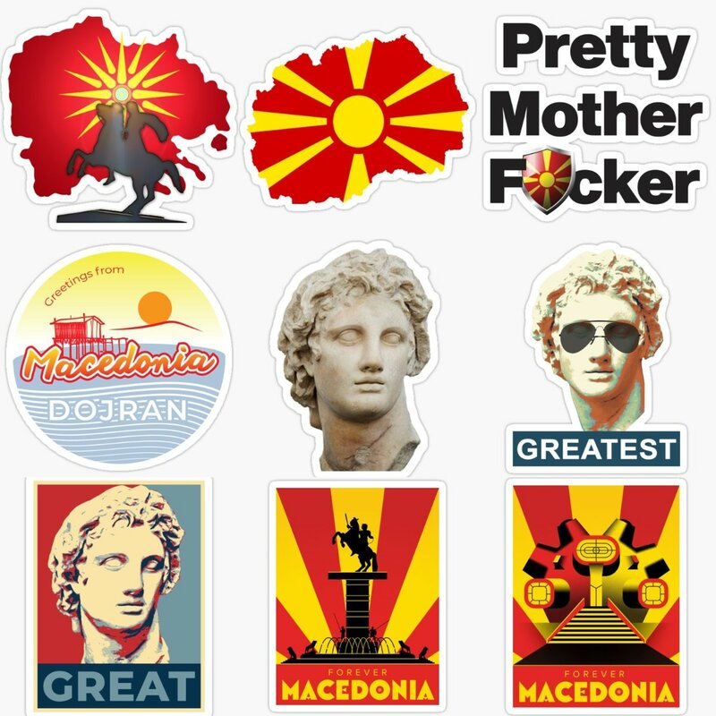 Macedonia Flag Map Alexander The Great Creative PVC Stickers for Laptop Window Car Bicycle Wall Room Off-road Decal Accessories