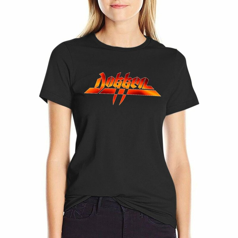 Dokken-feminino logotipo gráfico t-shirt, top de verão, roupa estética, engraçado, original