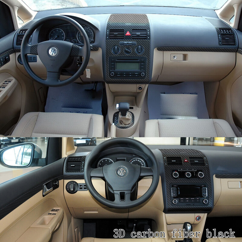 Углеродное волокно для Volkswagen Touran 2004-2014, пленка для автомобиля, внутренние наклейки, центральная консоль, приборная панель, Воздушная дверная ручка, панель подъема
