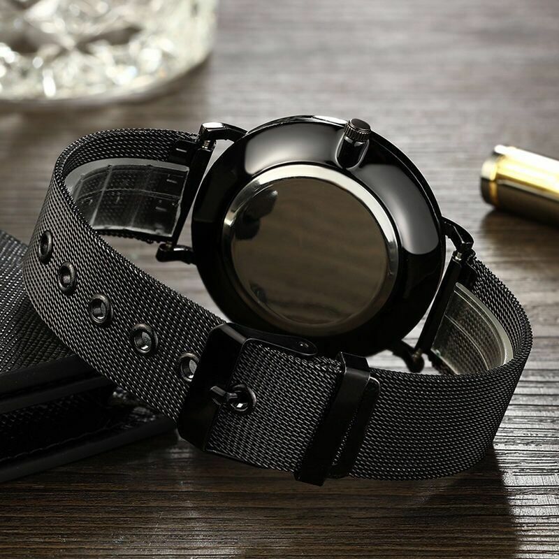 Reloj deportivo ultrafino para hombre, pulsera de cuarzo con banda de malla GENEVA, color negro, el mejor regalo, precio barato, 2023