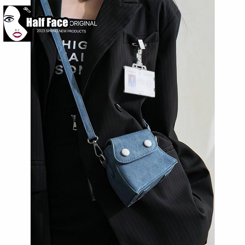 حقائب هاراجوكو قوطية للنساء ، Y2K ، تصميم فاسق ، متقدم ، كتف واحد ، لوليتا ، متعددة الاستخدامات ، حقائب كروس صغيرة ، حمل ، أزرق