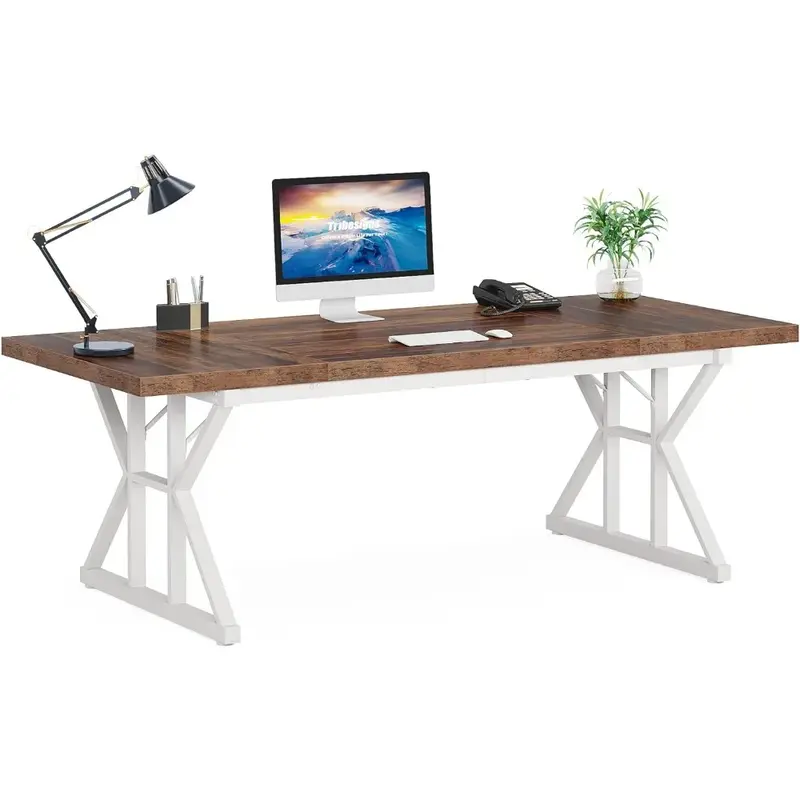 Meja Eksekutif 70.8 inci, meja kerja meja komputer besar, meja tulis belajar Laptop gaya sederhana Modern