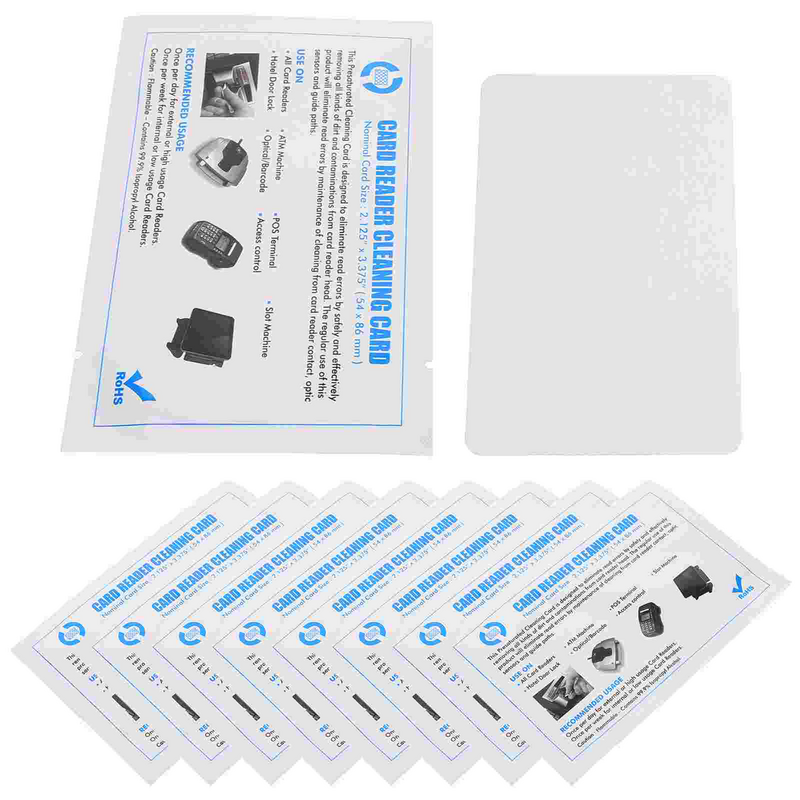 Limpiador de 10 piezas, lector de tarjetas reutilizable, limpiador de tarjetas, Terminal de doble cara, herramientas Pos, blanco