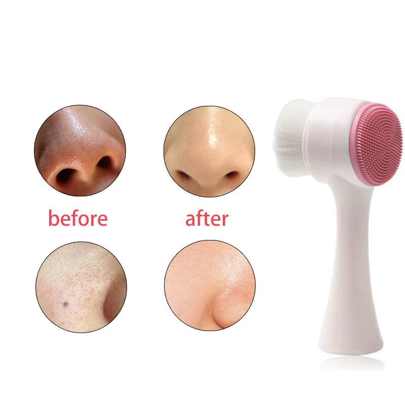 Nuovo strumento per la cura della pelle in Silicone a doppia faccia spazzola detergente per il viso pulizia del viso vibrazione massaggio facciale lavaggio prodotto all'ingrosso