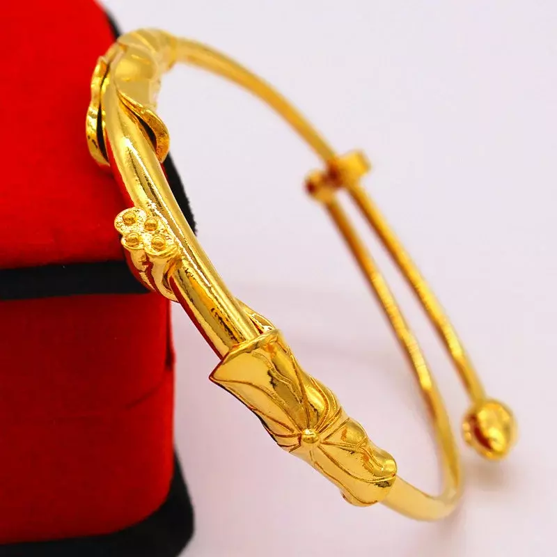 Mencheese imitacja złota nowa bransoletka w stylu etycznym, wszystkie pasują do spersonalizowanych Push klamra do pociągnięcia regulowanych jasnych bransoletka lotos lotosu