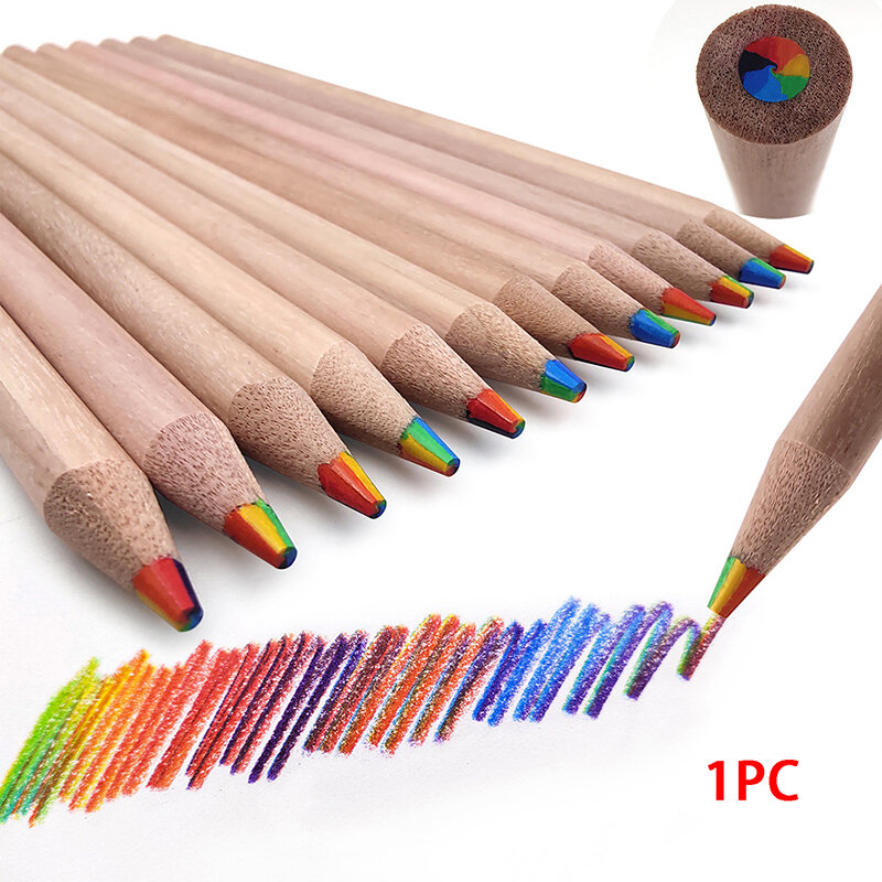 1PC wielokolorowe drewniane ołówki 7 kolorów gradientu tęcza ołówki do rysunek artystyczny kolorowania szkicowania