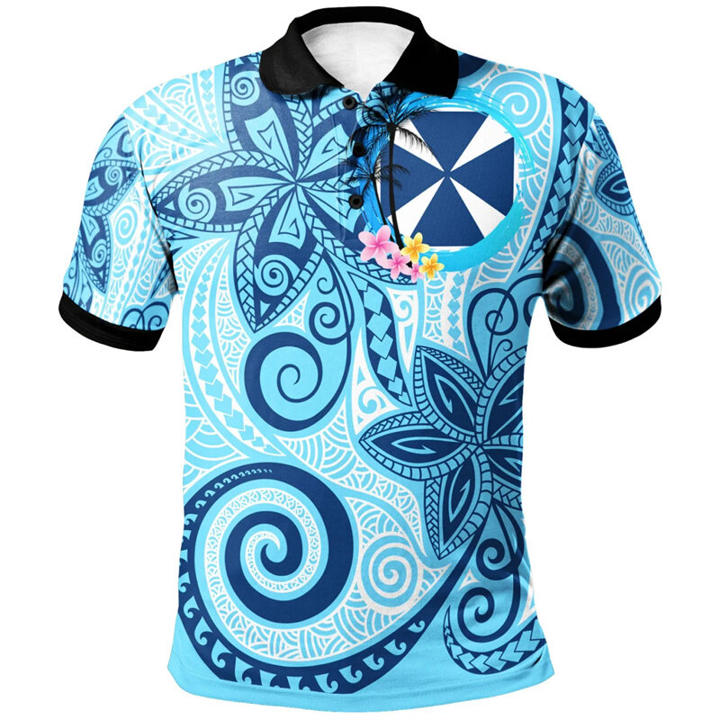 Mode Wallis Futuna Patroon Poloshirt Heren Hawaiiaans 3d Bedrukt Polynesische Poloshirts Casual Losse T-Shirts Zomer Korte Mouwen