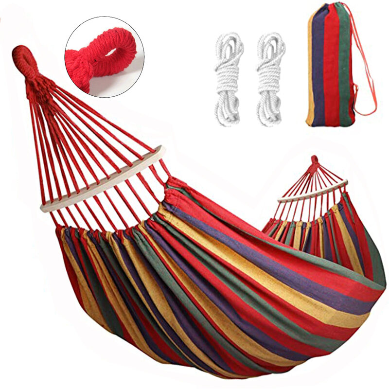HooRu-Hamac de camping en toile, lit-balançoire, facile à transporter, léger, pour pique-nique jardin