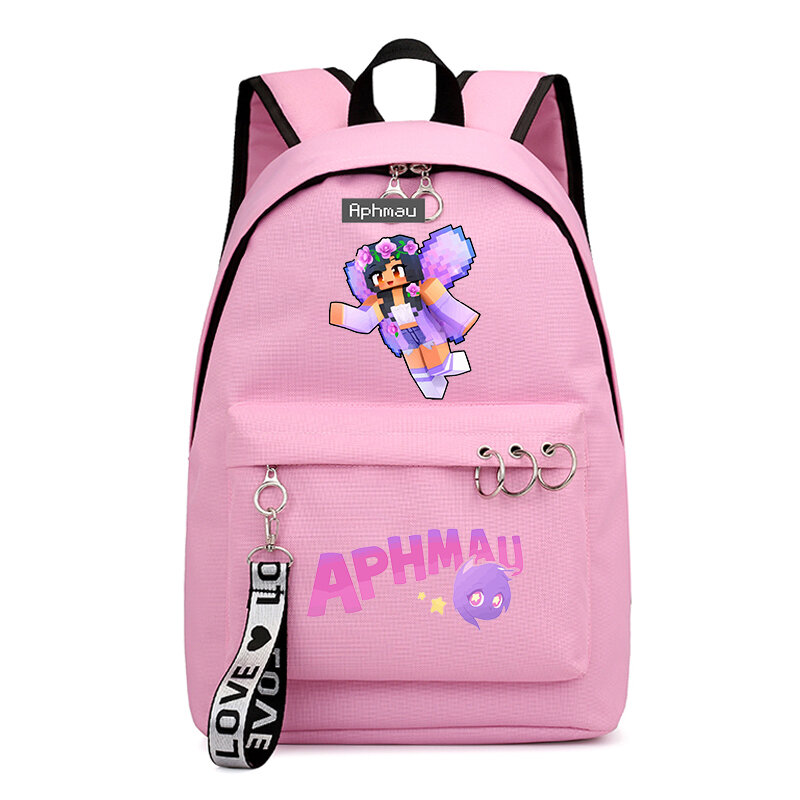 Aphmau 프린트 대용량 방수 학생 배낭, 트렌디한 여성 노트북 학교 가방, 귀여운 소녀 여행 책 가방