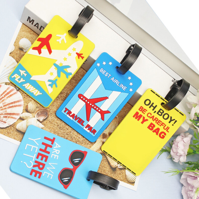 Étiquette de bagage en PVC, couverture de carte de consignation, carte d'embarquement, pendentif de sac attro, nom d'accès de voyage, valise, adresse d'identification, étiquette volante