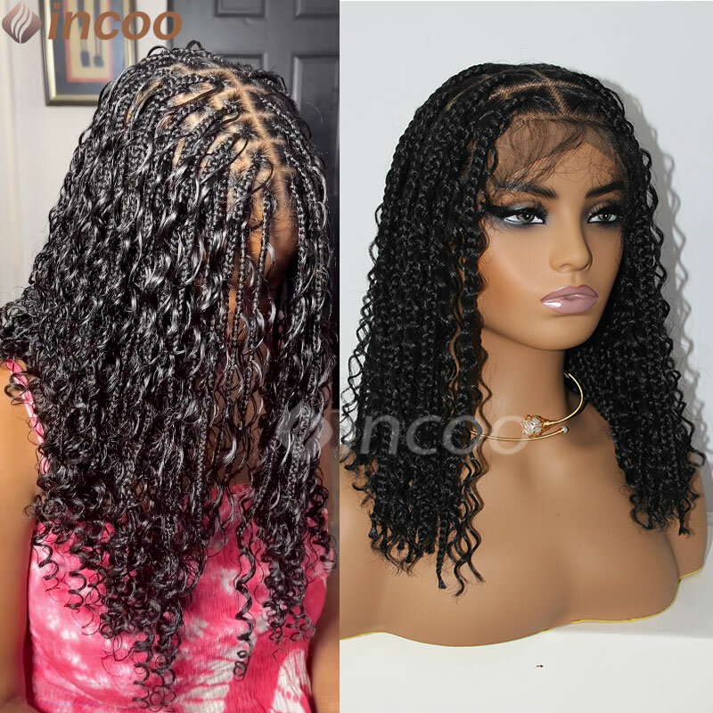 Короткие парики боб бокс плетеные для чернокожих женщин 12 дюймов волосы крючком африканские синтетические короткие волосы в стиле бохо плетеные волосы парики для наращивания волос