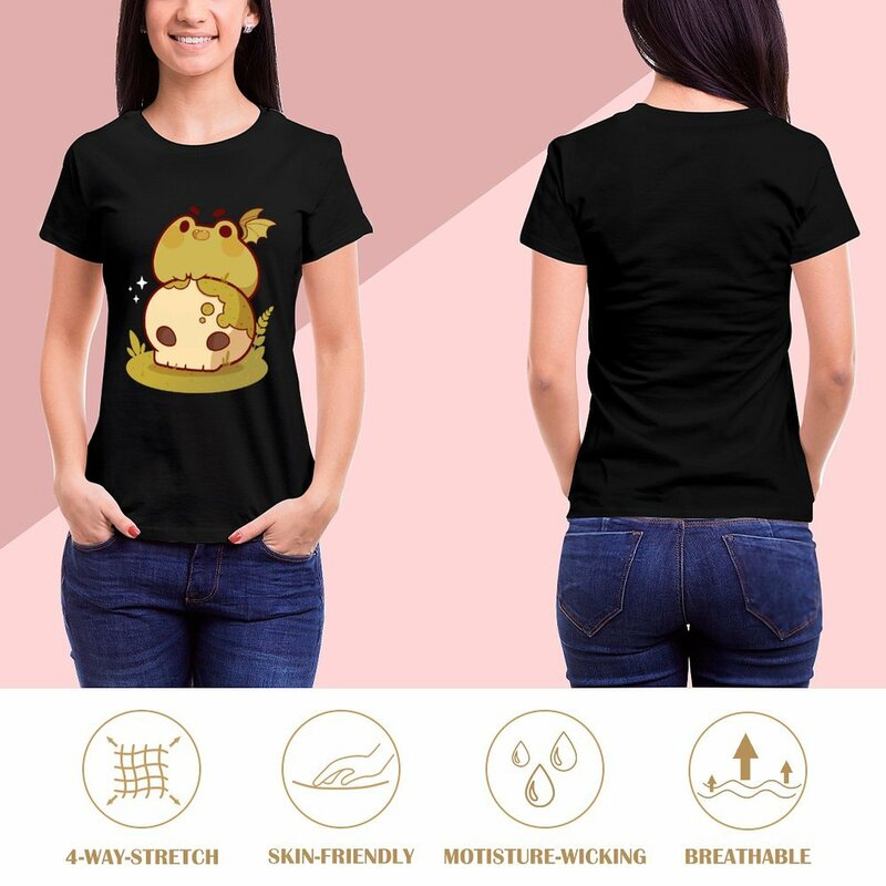 T-shirt dragon grenouille féroce pour femme, vêtements esthétiques, vêtements mignons, mode féminine