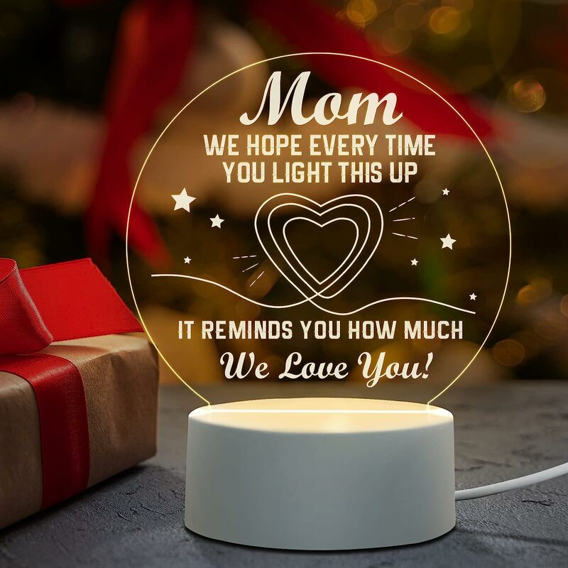 Moederdag Cadeaus Voor Moeder Nachtlampje, Mon Verjaardagscadeau Van Dochter Zoon, Moeder Cadeaus Voor Acryl Gegraveerde Nachtverlichting Voor Mama
