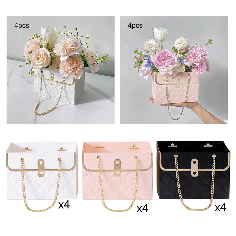 4 Pieces Bouquet Boxes Flower Wrapping Supplies Gift Box Decorative with Handle