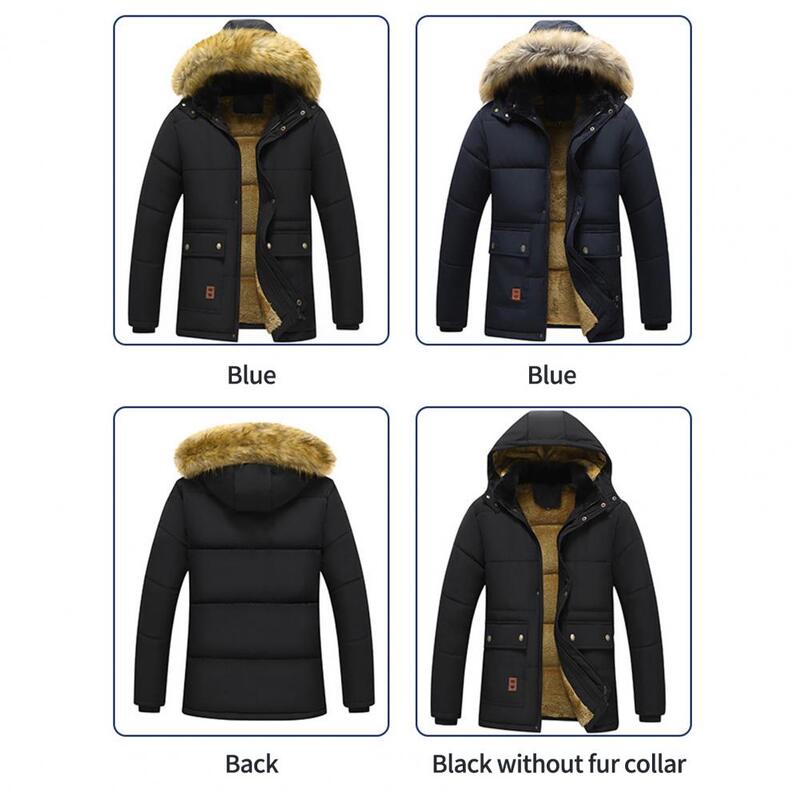 Трендовое хлопковое пальто, плюшевое сохраняющее тепло мужское зимнее пальто на молнии с эластичными манжетами