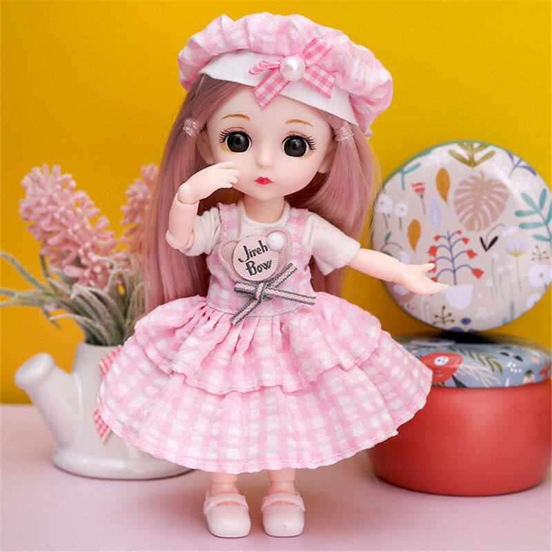 16cm Prinzessin BJD 1/12 Puppe mit Kleidung und Schuhe Beweglichen 13 Gelenke Nette Süße Gesicht Mädchen Geschenk Kind Spielzeug
