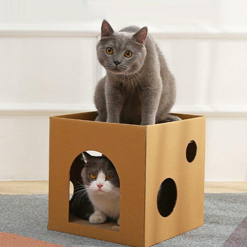 Hewan peliharaan rumah kucing papan gores tahan aus antigores kertas bergelombang mainan garuk kucing perlengkapan hewan peliharaan