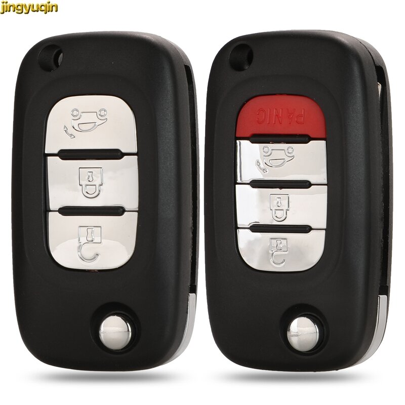 Jingyuqin 3/4 Button Flip Remote Car Key Fob Shell For Benz Smart Fortwo 453 Forfour 2015-2017 Case Replacement