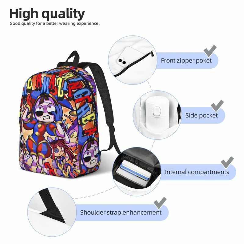 Удивительный цифровой цирковый Рюкзак для начальной и старшей школы, студенческий рюкзак для книг, рюкзак для подростков, спорт