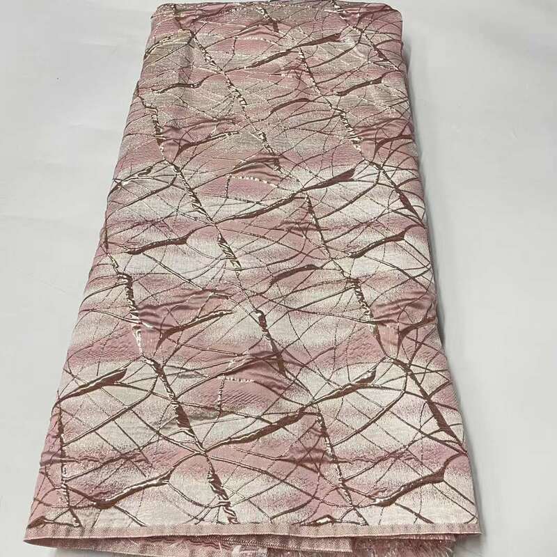 PInk African Brocade Fabric Jacquard Lace Cloth Nigerian Damask Floral Material Patchwork Dentelle Africaine For Sewing Dress