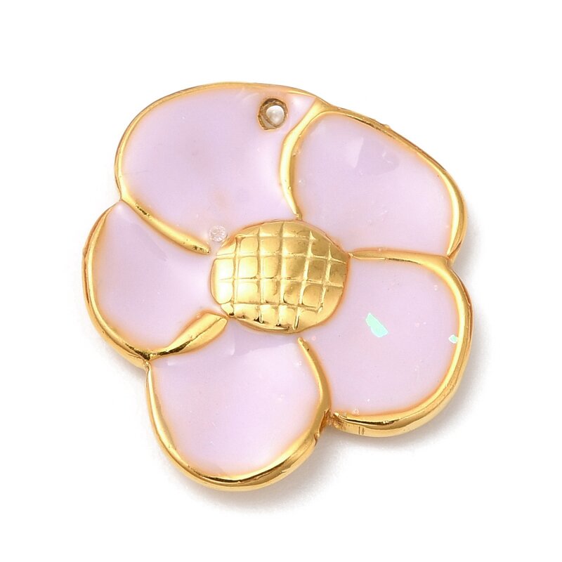 20pcs 304 Stainless Steel Flower Charm Enamel Pendants Real 18K Gold Plated for Jewelry Making DIY Fashion Bracelet Keychain