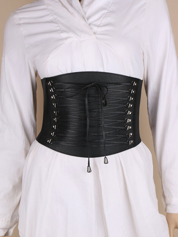 Vêtements d'extérieur élastiques pour femmes, corset large rétro, ceinture semble mince, environnement pour dames, accessoires, ceinture
