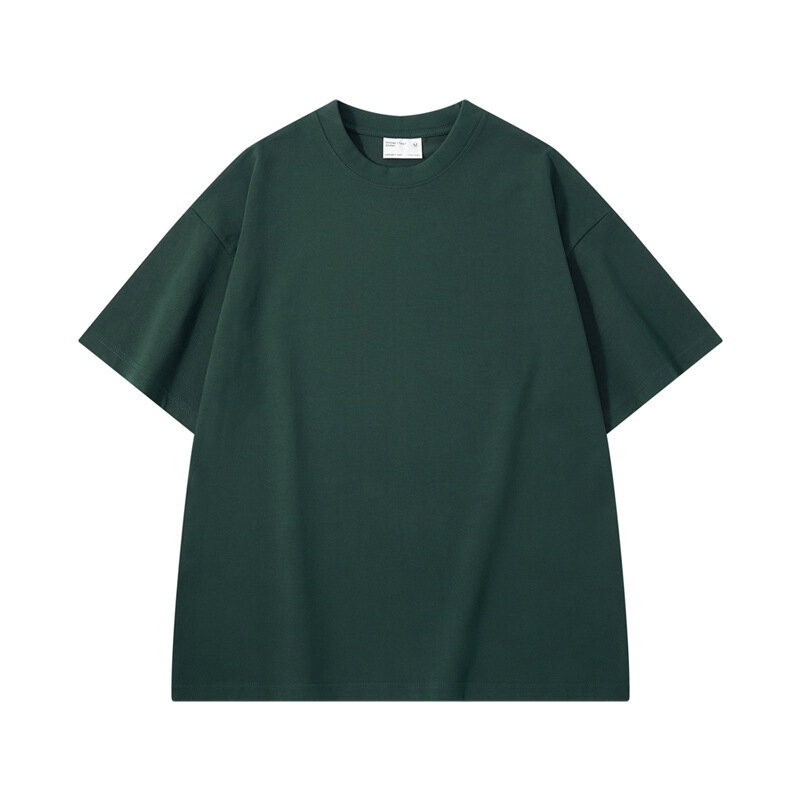 Sycpman-Camiseta holgada de algodón para hombre, camisa de manga corta con hombros caídos, de gran tamaño, de 300 gramos y 10,58 oz, Color sólido, para verano