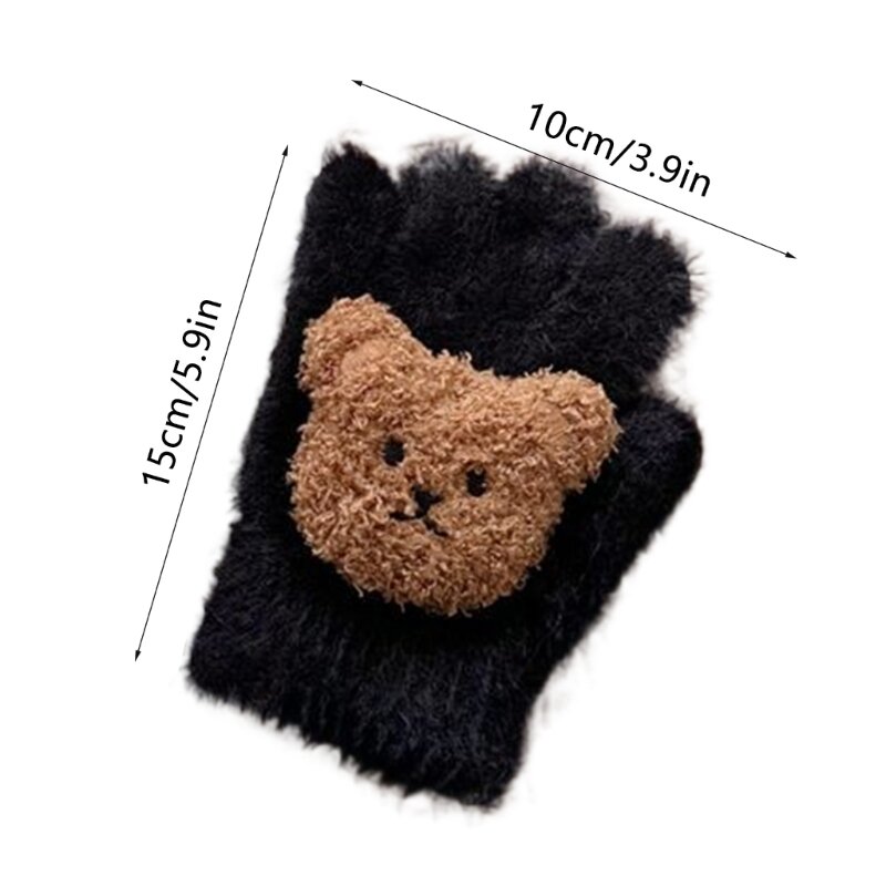 Sarung Tangan Bayi Bulu Bergaya Sarung Tangan Musim Dingin Nyaman dengan Beruang Cantik Pakaian Tangan Elastis Cocok untuk