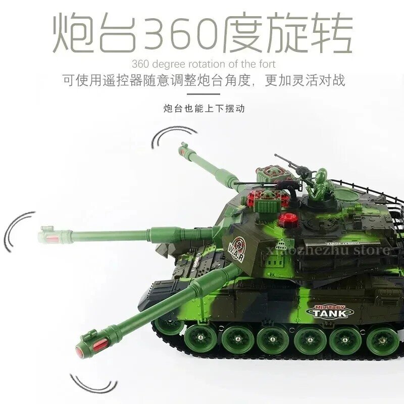 Tanque de carga de batalla con control remoto súper grande, vehículo de control remoto con orugas todoterreno, regalo de juguete para niños