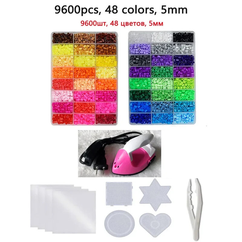 72 Colors 5mm /2.6mm Set Melting Beads Pixel Art Puzzle Hama Beads Diy 3D Puzzles Handmade Gift Fuse Beads Kit Iron Beads Toy