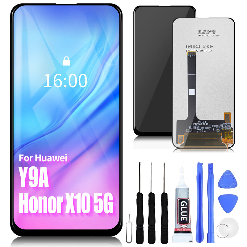 Huawei用タッチスクリーン交換,6.63インチ,電話スクリーン,Y9a,Honor x10,5g
