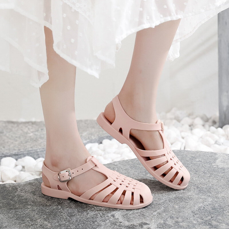 Новинка 2022, женские сандалии на плоской подошве, модная удобная уличная спортивная пляжная крутая обувь с вырезами