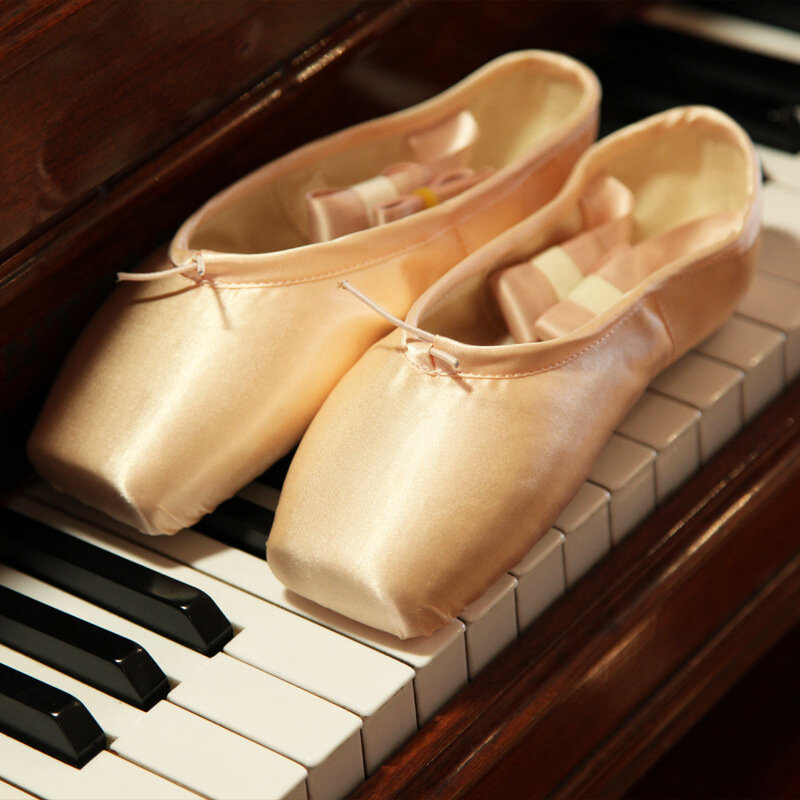 Sepatu Dansa Balet Wanita Sepatu Dansa Ballet Pointe Anak dan Dewasa Profesional dengan Sepatu Pita Sepatu Latihan Balet