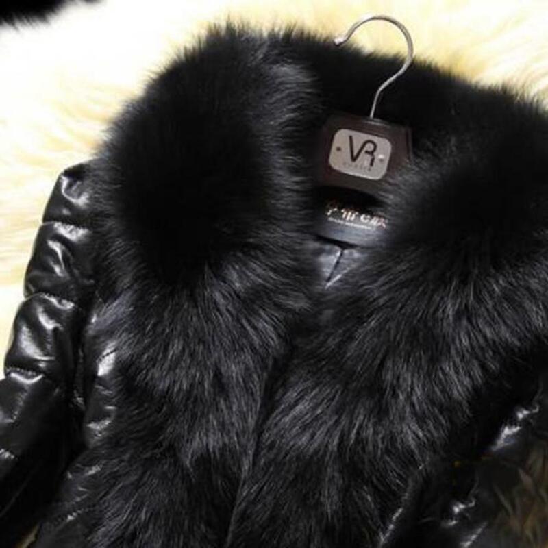 Casaco de pele sintética feminino de couro PU, jaqueta casual grande, jaqueta com gola fofa, casaco preto de inverno, casacos luxuosos de pele de coelho falso