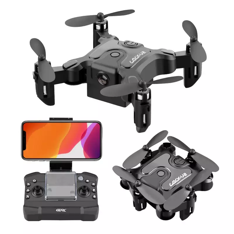 Mini Drone com Controle Remoto para Fotografia Aérea, Quadcopter, Drone com Wi-Fi, Aeronaves FPV, Helicóptero RC, 4K, V2