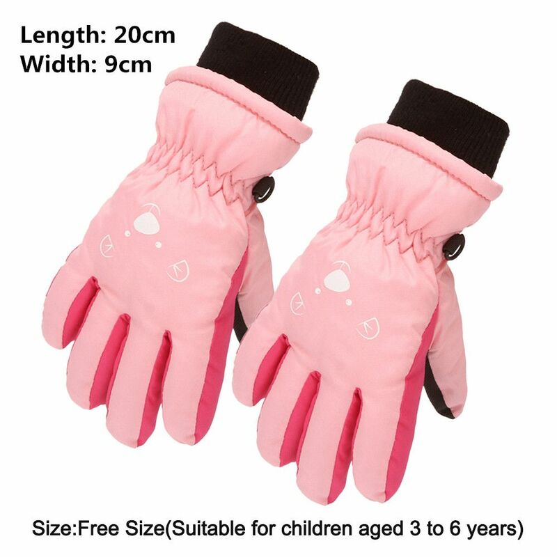 Kids Cartoon Warm Ski Gloves, luvas, antiderrapantes, à prova de vento, impermeável, esportes ao ar livre, meninos, meninas, crianças, inverno
